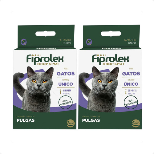 Kit 2 Antipulgas Ceva Fiprolex Drop Spot para Gatos de 0,5 mL - 1 Unidade em Oferta na Shopee