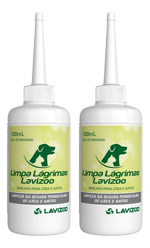 Kit 2 Limpa Lágrima Ácida Cães Gatos 100ml - Lavizoo