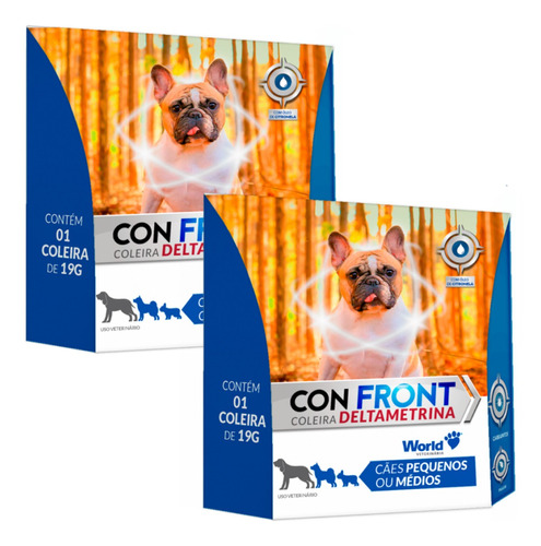 Kit 2 Coleiras Con Front Deltametrina 19g - Cães Pequenos E Médios