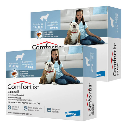 Kit 2 Comfortis Elanco 810 mg para Cães de 18 a 27 Kg - 1 Comprimido - Pets