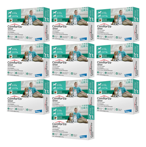 Kit 10 Comfortis Elanco 560mg para Cães de 9 a 18kg e Gatos de 5,4 a 11kg - 1 Comprimido