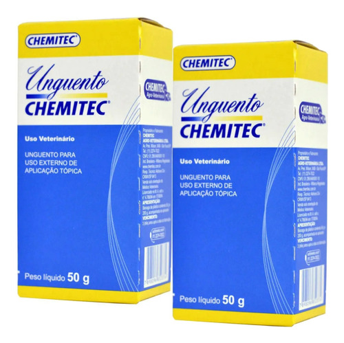 Kit 2 Unguento Chemitec 50g - Pomada Cicatrizante Para Animais em Oferta na Shopee
