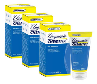 Kit 3 Unguento Chemitec 200g - Pomada Cicatrizante Para Animais em Oferta na Shopee