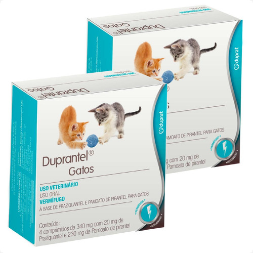 Kit 2 Duprantel Duprat Vermífugo para Gatos - 4 Comprimidos
