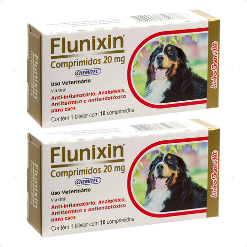 Kit 2 Flunixin 20mg Chemitec Anti-Inflamatório para Cães - 10 Comprimidos em Oferta na Shopee