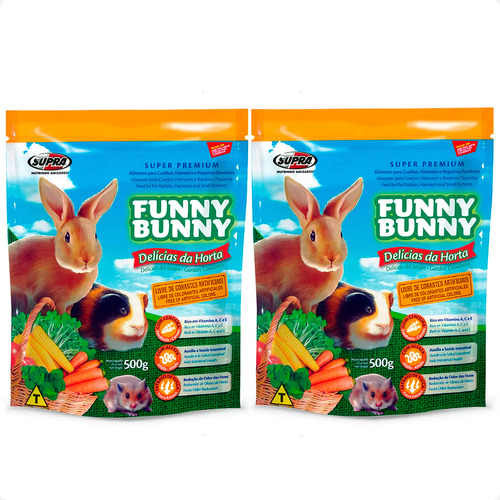 Kit 2 Ração Funny Bunny 500 gr Delícias da Horta Coelhos, Hamster e Roedores em Oferta na Shopee