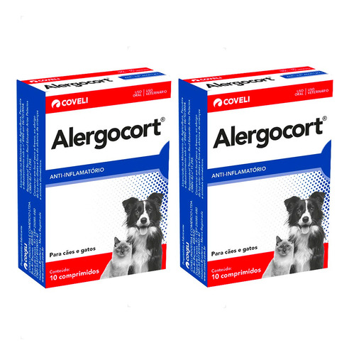 Kit 2 Alergocort Coveli para Cães e Gatos - 10 Comprimidos