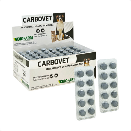 Kit 2 Carbovet BioFarm para Cães e Gatos - Blíster 10 Comprimidos