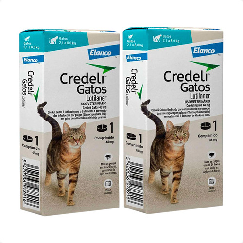 Kit 2 Credeli Antipulgas Elanco para Gatos de 2,1 a 8 Kg - 48 mg - Pets