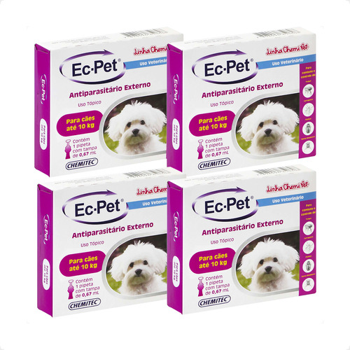 Kit 4 EC PET 0,67mL Chemitec Antipulgas e Carrapatos - Cães até 10Kg em Oferta na Shopee