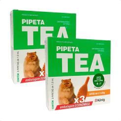 Kit 2 Tea Pipeta 1 mL Antiparasitário para Gatos 4,1 até 8 Kg - 3 Pipetas