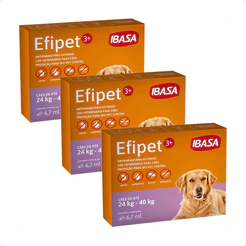 Kit 3 Efipet 3+ Ibasa Antipulgas para Cães de 24 a 40Kg - 6,7ml