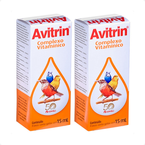 Kit 2 Avitrin Polivitamínico Coveli para Pássaros - 15ml - Pets