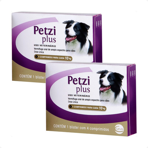 Kit 2 Petzi Plus Ceva para Cães de 5 a 10kg - 4 Comprimidos em Oferta na Shopee