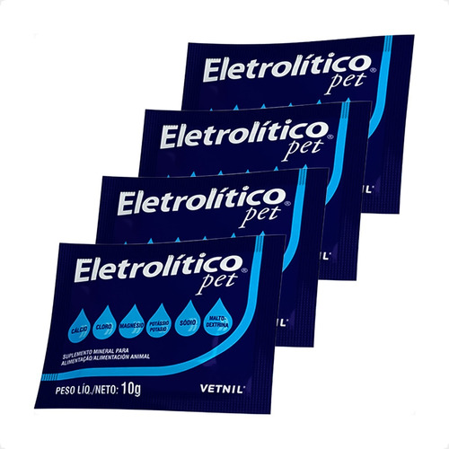 Kit 4 Eletrolitico Pet Vetnil Suplemento para Animais - Sachê 10g em Oferta na Shopee