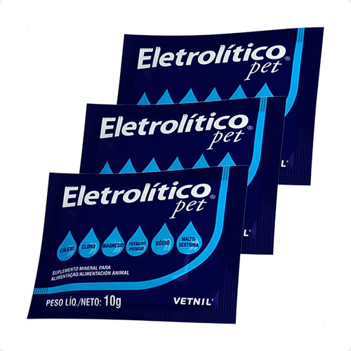 Kit 3 Eletrolitico Pet Vetnil Suplemento para Animais - Sachê 10g em Oferta na Shopee