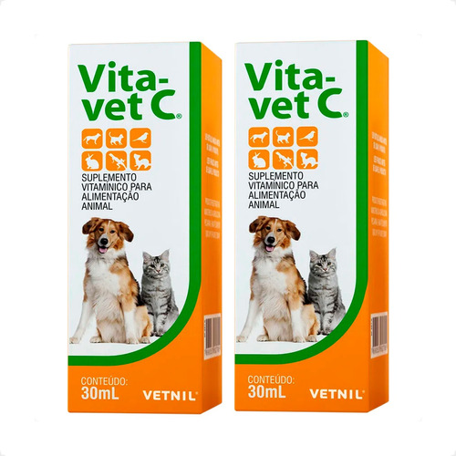 Kit 2 Vita Vet C Suplemento para Animais - 30ml em Oferta na Shopee