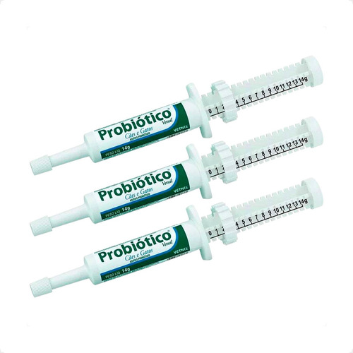 Kit 3 Probiótico Vetnil Suplemento para Cães e Gatos - Seringa 14g