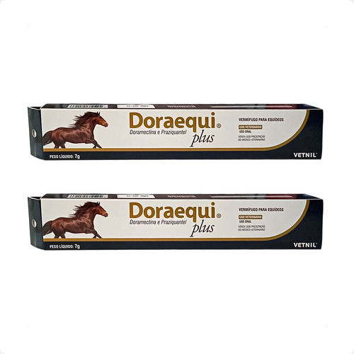 Kit 2 Doraequi Plus Vetnil Vermífugo para Equinos - Seringa 7g em Oferta na Shopee