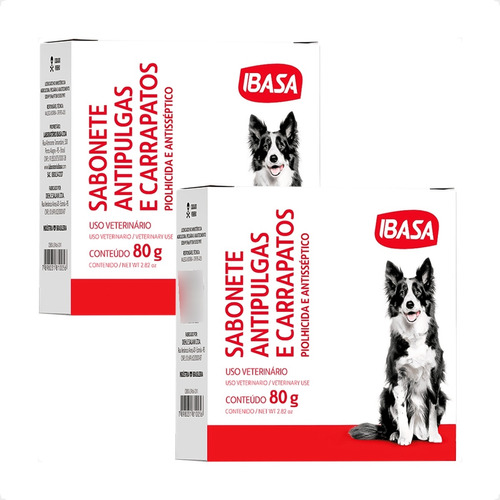 Kit 2 Sabonete Ibasa Antipulgas Ibapet para Cães e Gatos - 80g