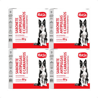 Kit 4 Sabonete Ibasa Antipulgas Ibapet para Cães e Gatos - 80g em Oferta na Shopee