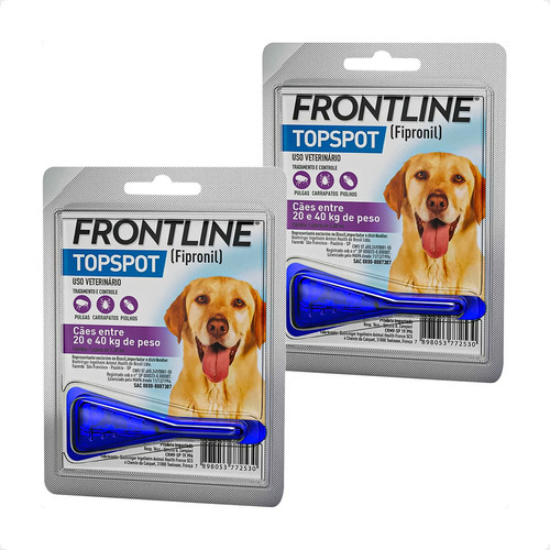 Kit 2 Frontline Top Spot para Cães 20 a 40Kg - 1 Pipeta 2,68ml