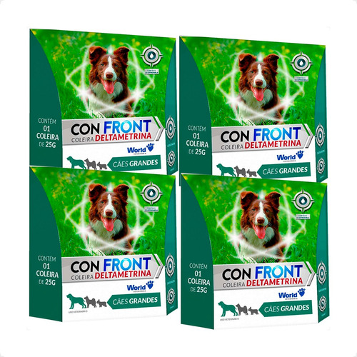 Kit 4 ConFront Coleira Deltametrina 25g para Cães Porte Grande - 1 Unidade