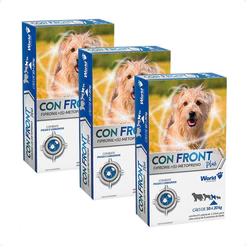 Kit 3 ConFront Plus Antipulgas para Cães de 10 a 20Kg - 1 Pipeta de 1,34ml