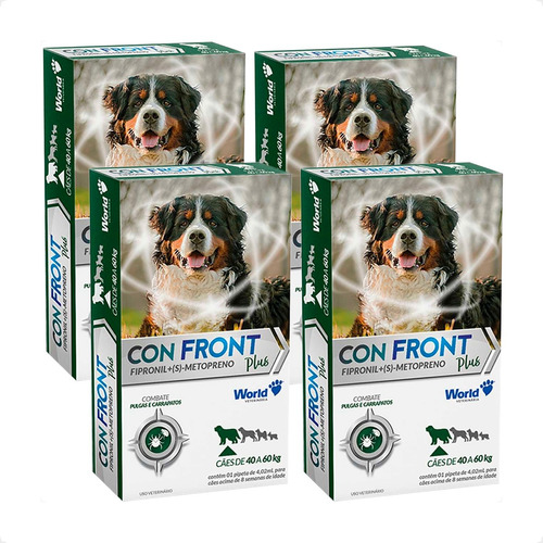 Kit 4 ConFront Plus Antipulgas para Cães de 40 a 60Kg - 1 Pipeta de 4,02ml em Oferta na Shopee