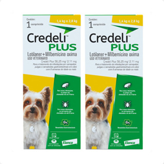 Kit 2 Credeli Plus Elanco para Cães de 1,4 a 2,8kg - 1 Comprimido em Oferta na Shopee