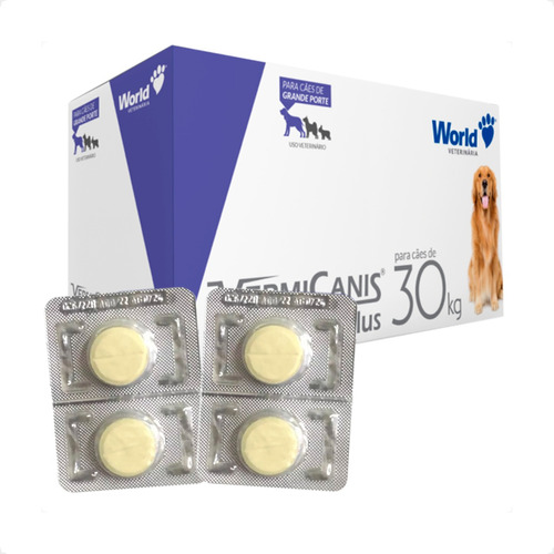 Kit 2 VermiCanis Plus Vermífugo World para Cães de 30Kg - Blíster 2 Comprimidos em Oferta na Shopee