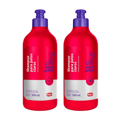 Kit 2 Shampoo Ibasa Pelo Amor pelos Claros para Cães e Gatos - 500ml