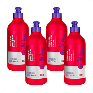 Kit 4 Shampoo Ibasa Pelo Amor pelos Claros para Cães e Gatos - 500ml em Oferta na Shopee