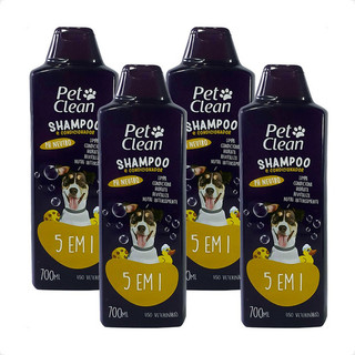 Kit 4 Shampoo Pet Clean 5 em 1 para Cães e Gatos - 700ml em Oferta na Shopee