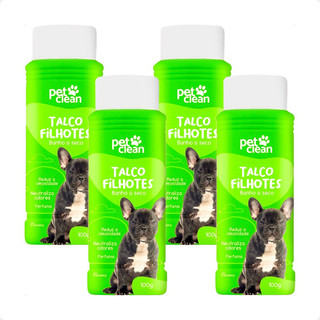 Kit 4 Talco Filhotes Banho a Seco Pet Clean - 100g em Oferta na Shopee