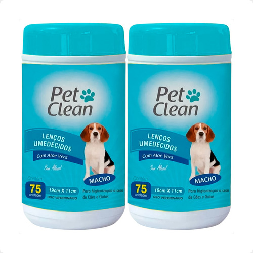 Kit 2 Lenços Umedecidos Macho Pet Clean para Cães e Gatos - 75 Unidades em Oferta na Shopee
