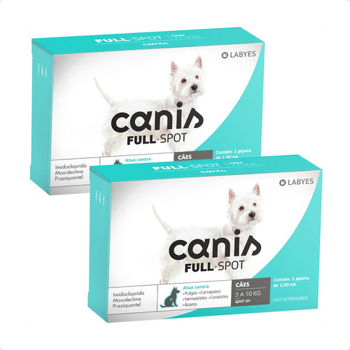 Kit 2 Canis Full Spot Labyes para Cães de 5Kg até 10Kg - 1 Pipeta em Oferta na Shopee