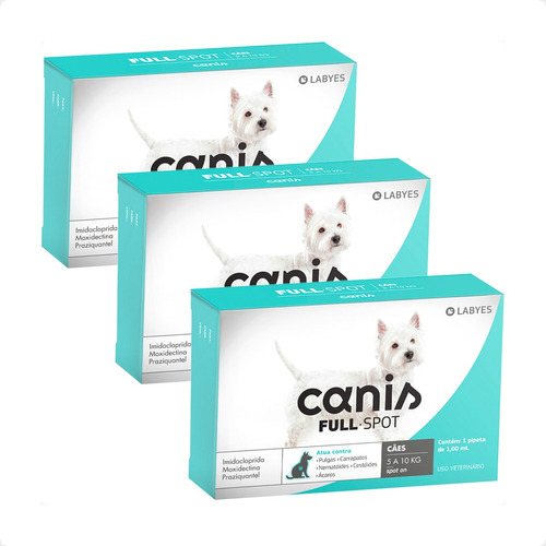 Kit 3 Canis Full Spot Labyes para Cães de 5Kg até 10Kg - 1 Pipeta em Oferta na Shopee