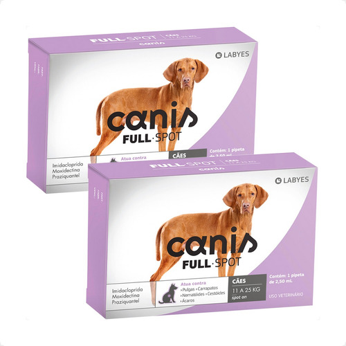 Kit 2 Canis Full Spot Labyes para Cães de 11Kg até 25Kg - 1 Pipeta em Oferta na Shopee
