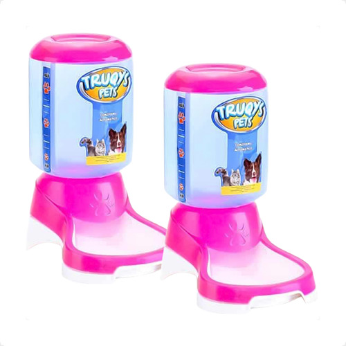 Kit 2 Comedouro Automático Truqys Pets Rosa com Galão - 1Kg em Oferta na Shopee