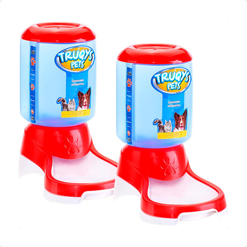 Kit 2 Comedouro Automático Truqys Pets Vermelho com Galão - 1Kg em Oferta na Shopee