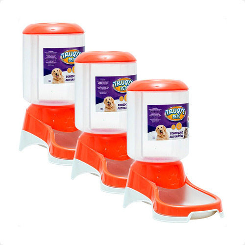 Kit 3 Comedouro Automático Truqys Pets Coral com Galão - 1Kg em Oferta na Shopee