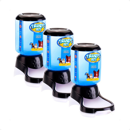 Kit 3 Comedouro Automático Truqys Pets Preto com Galão - 1Kg em Oferta na Shopee
