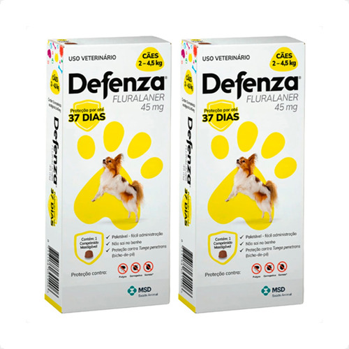 Kit 2 Defenza 45mg MSD para Cães 2 a 4,5Kg - 1 Comprimido em Oferta na Shopee