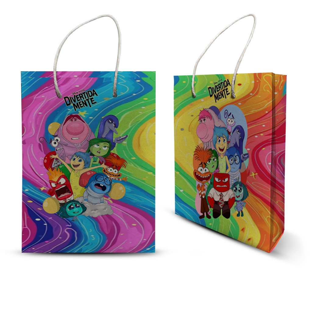 10 SACOLINHA PERSONALIZADA TEMA DIVERTIDAMENTE LEMBRANCINHA MILK DE FESTA