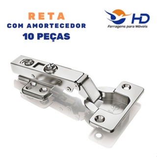 Kit 10 Dobradiças Reta Amortecedor Porta Armário 35mm - Hd em Oferta na Shopee