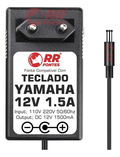 Fonte Carregador 12v 1,5a Para Teclado Yamaha Psr-230 Psr230