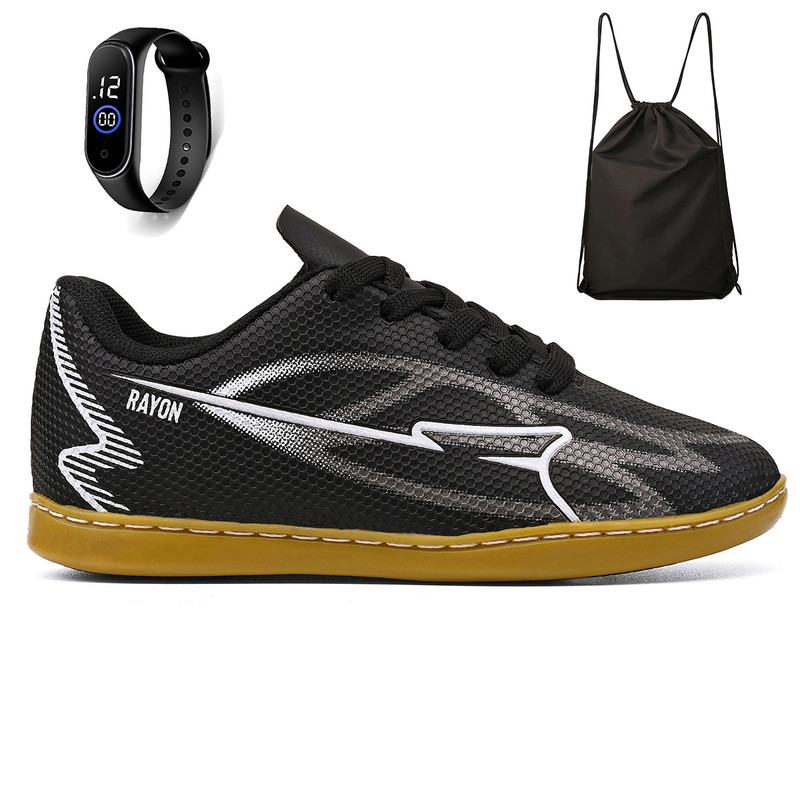 Kit Chuteira Infantil Futsal Meninos Quadra Futebol de Salão + Relógio +Bag