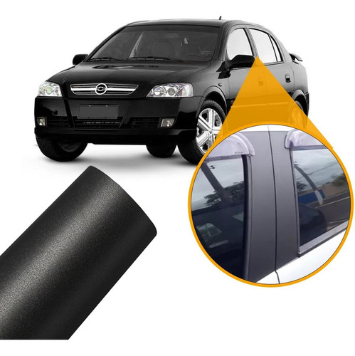 Adesivo Coluna Blackout Preto Fosco Poroso Astra Hatch Sedan