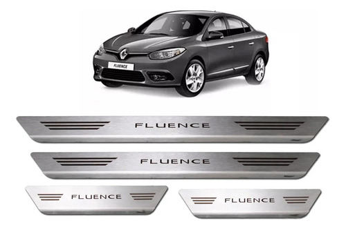Kit 4 Soleira Porta Aço Inox Escovado Renault Fluence Cvt